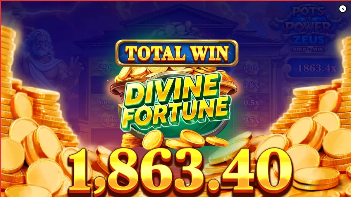 Tampilan layar ponsel yang menampilkan slot Pots of Power: Zeus dengan grafis mitologi Yunani yang tajam.